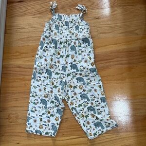 Emerson and Friends Kids Elephant Print Jumpsuit - White and Blue